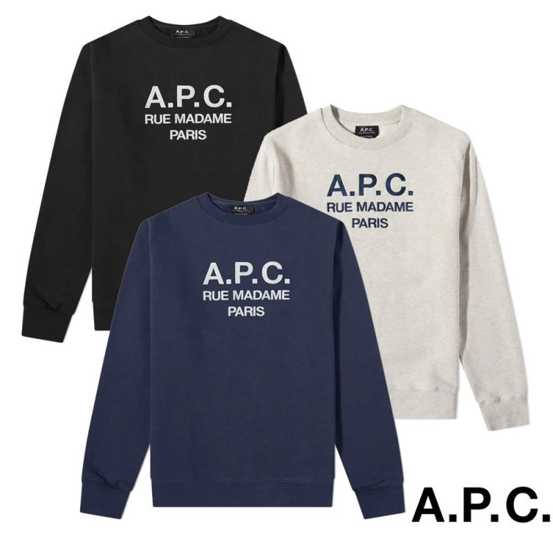 A.P.C.(アーペーセー) ロゴ刺繍スウェットトレーナー メンズ ブラック
