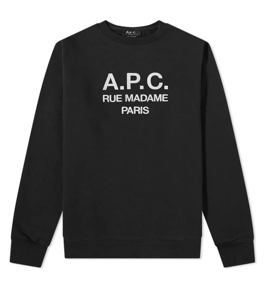 レア◎A.P.C(アーペーセー)裾ロゴスウェットトレーナー ブルーネイビー-