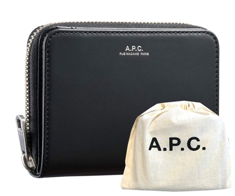 A.P.C.(アーペーセー) 二つ折りレザー財布 コンパクトウォレット COMPACT EMMANUELLE H63087 ブラック