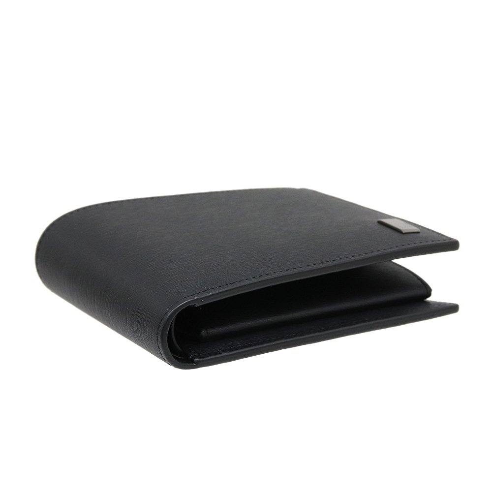 未使用　dunhill  ダンヒル  レザー二つ折り財布　ネイビー　箱カード付き105×95厚さ約2