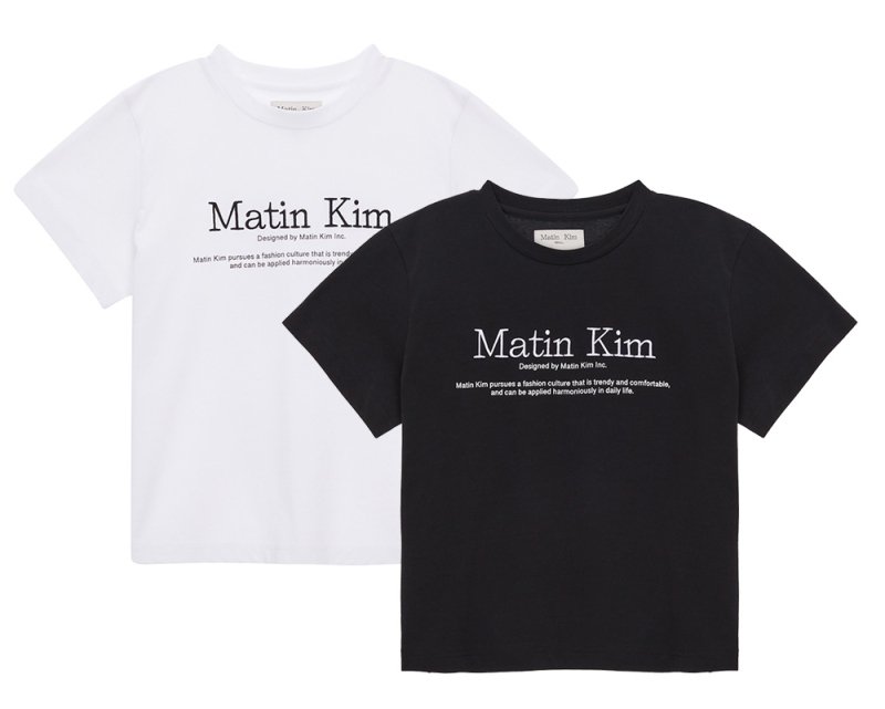 Matin Kim(マーティンキム) Tシャツ 刺繍ロゴ レディース クロップ 