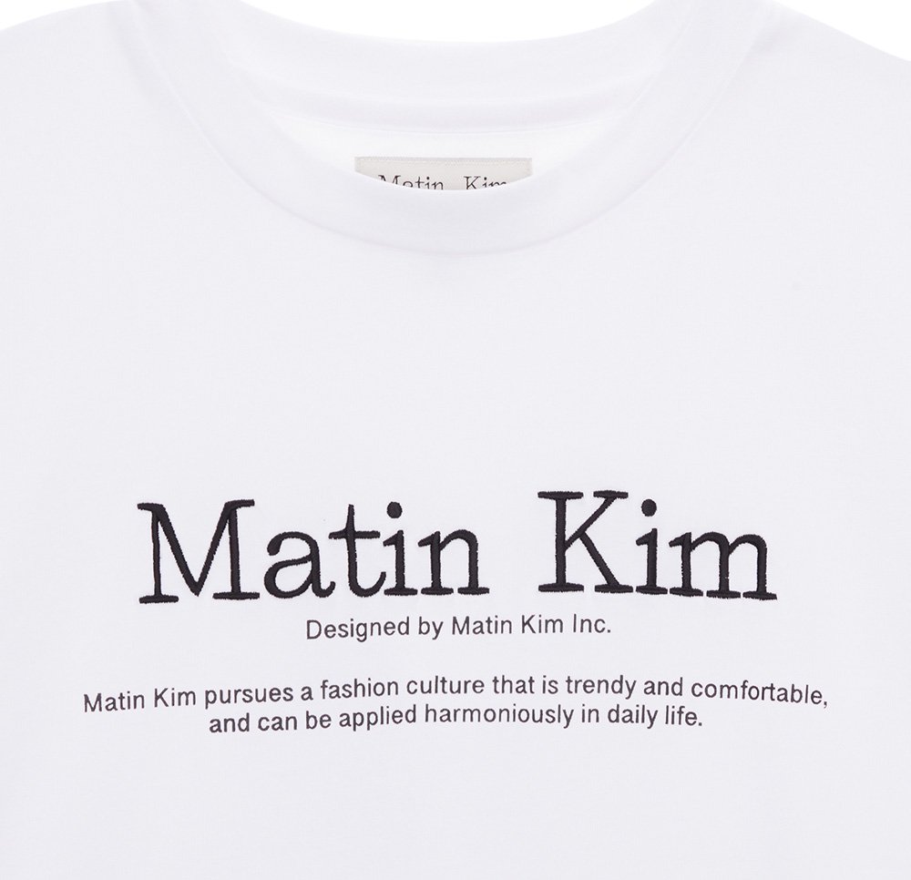 Matin Kim(マーティンキム) Tシャツ 刺繍ロゴ レディース クロップトップ 韓国ブランド MATIN HERITAGE LOGO CROP  TOP