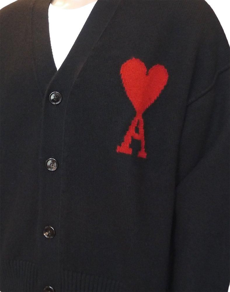 Ami Paris Ami De Coeur Black Red Cardigan | BFUKC006.018009
