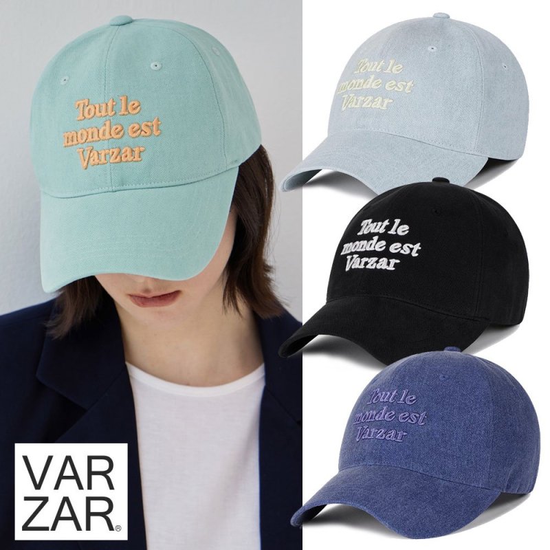 正規販売店】VARZAR バザールキャップ TMVレタリングキャップ ロゴ刺しゅう 韓国ブランド CAP 紫外線対策帽子 デニム ブラック ミント  1302 1321 1303 1309 Lettering Ball Cap