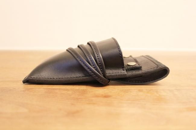 シザーケースNatural4丁黒革フタあり -シザーケース屋ドットコム