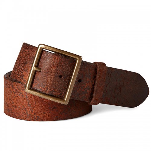 Double RLDISTRESSED LEATHER BELT(DISTRESSED TAN)