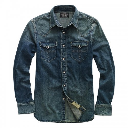 Double RLINDIGO BUFFALO WESTERN SHIRT(DARK WASH)