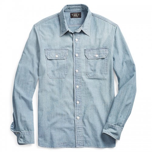 Double RLINDIGO CHAMBRAY WORK SHIRT(MEDIUM WASH)