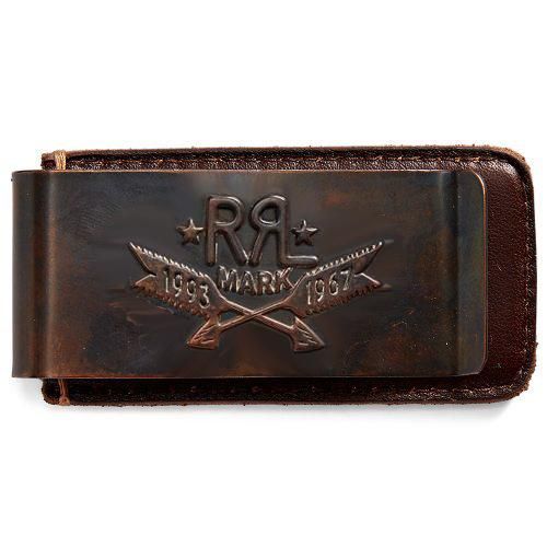 Double RLTOOLED LEATHER MONEY CLIP
