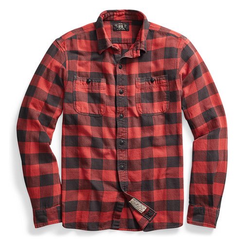 Double RLPLAID TWILL WORK SHIRT(RL 105 RED BLACK)