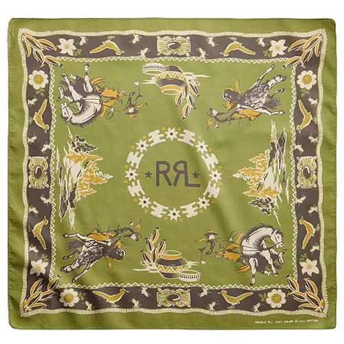 Double RLWESTERN-PRINT COTTON BANDANA(GREEN)