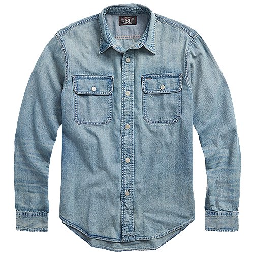 Double RLINDIGO DENIM WORK SHIRT(CLEARFIELD WASH)