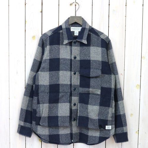 SASSAFRASDIGS CREW HALF(WOOLLY HERRINGBONE CHECK)(NAVY)