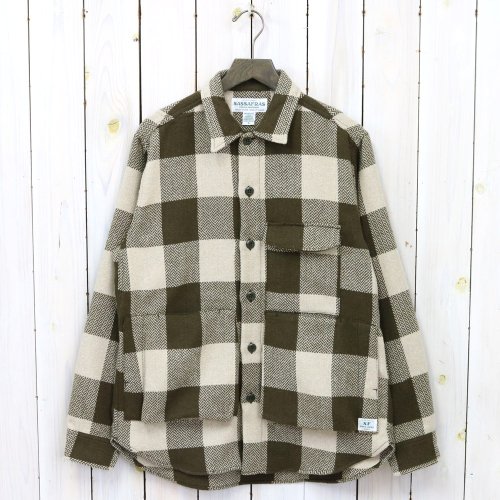 SASSAFRASDIGS CREW HALF(WOOLLY HERRINGBONE CHECK)(OLIVE)