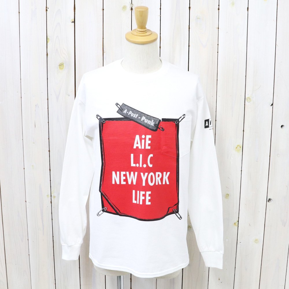 AiE (エーアイイー)『L/S Pocket Tee-Post Punk』(White) - REGGIE