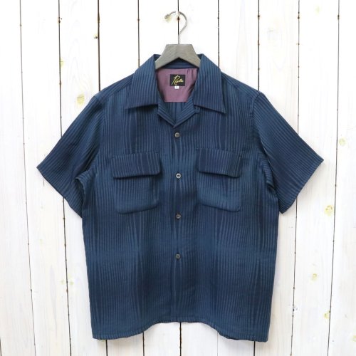 NeedlesS/S Classic Shirt-R/N Wave Stripe Jq.(Navy)