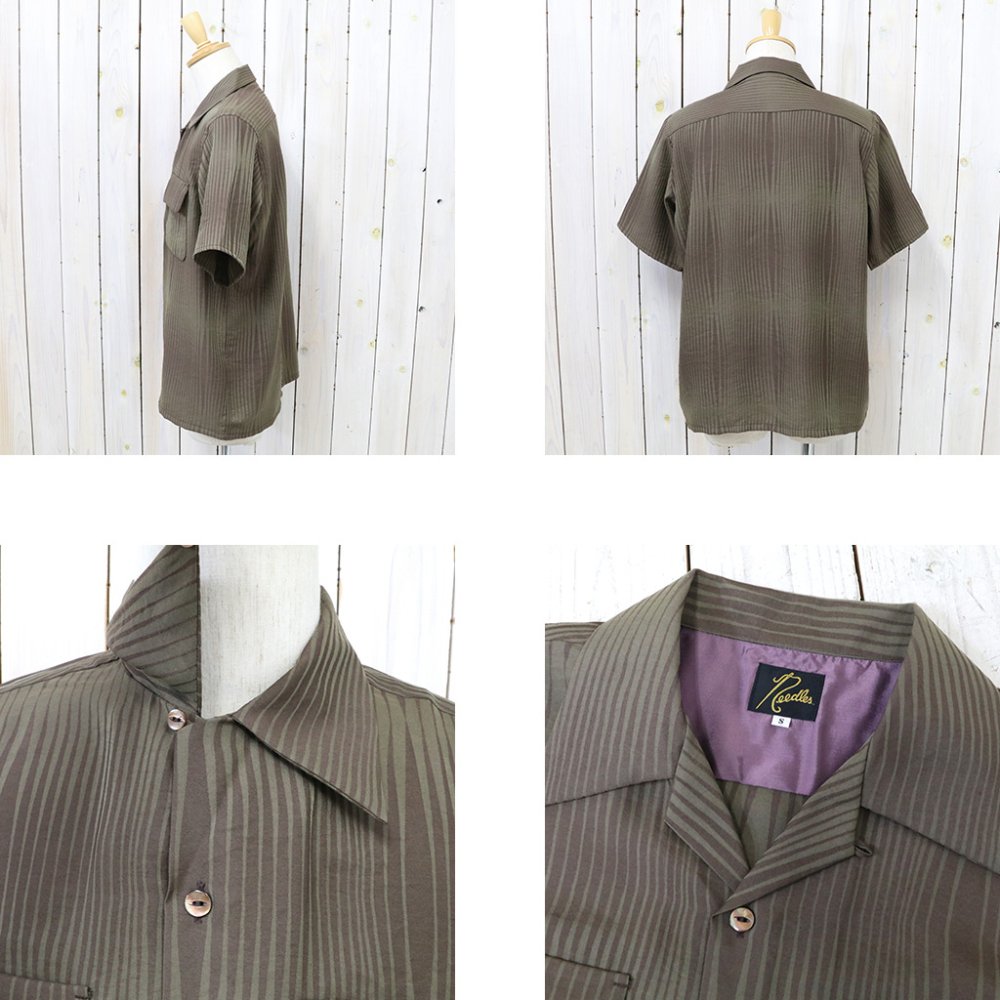 Needles (ニードルズ)『S/S Classic Shirt-R/N Wave Stripe Jq.』(Brown) - REGGIE ショップ  通販