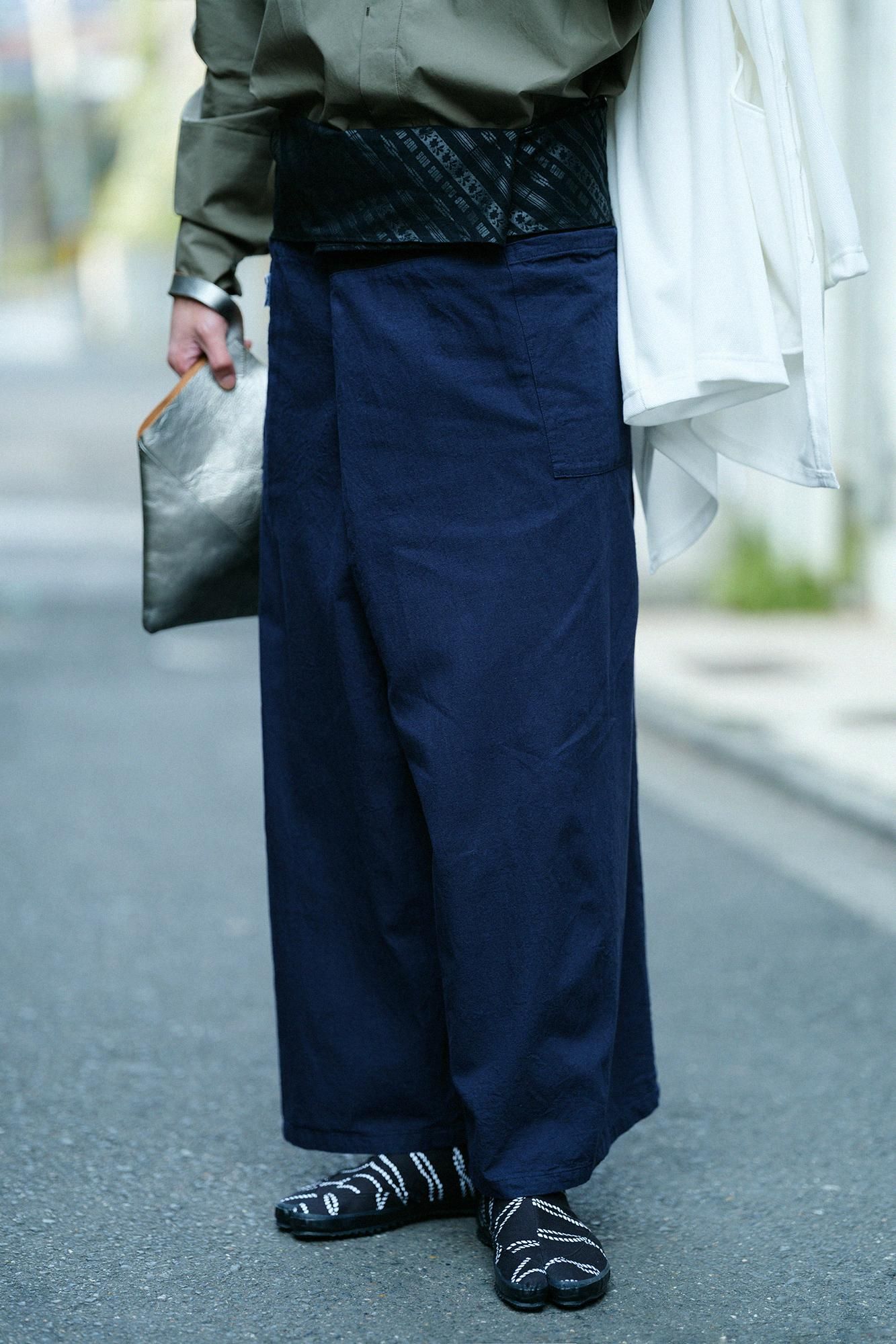 ソウソウ SOU・SOU 伊勢木綿 20/20 麻混 風靡 下 濡羽色 L ソウソウ SOU・SOU 伊勢木綿 20/20 麻混 風靡 下 濡羽色 L