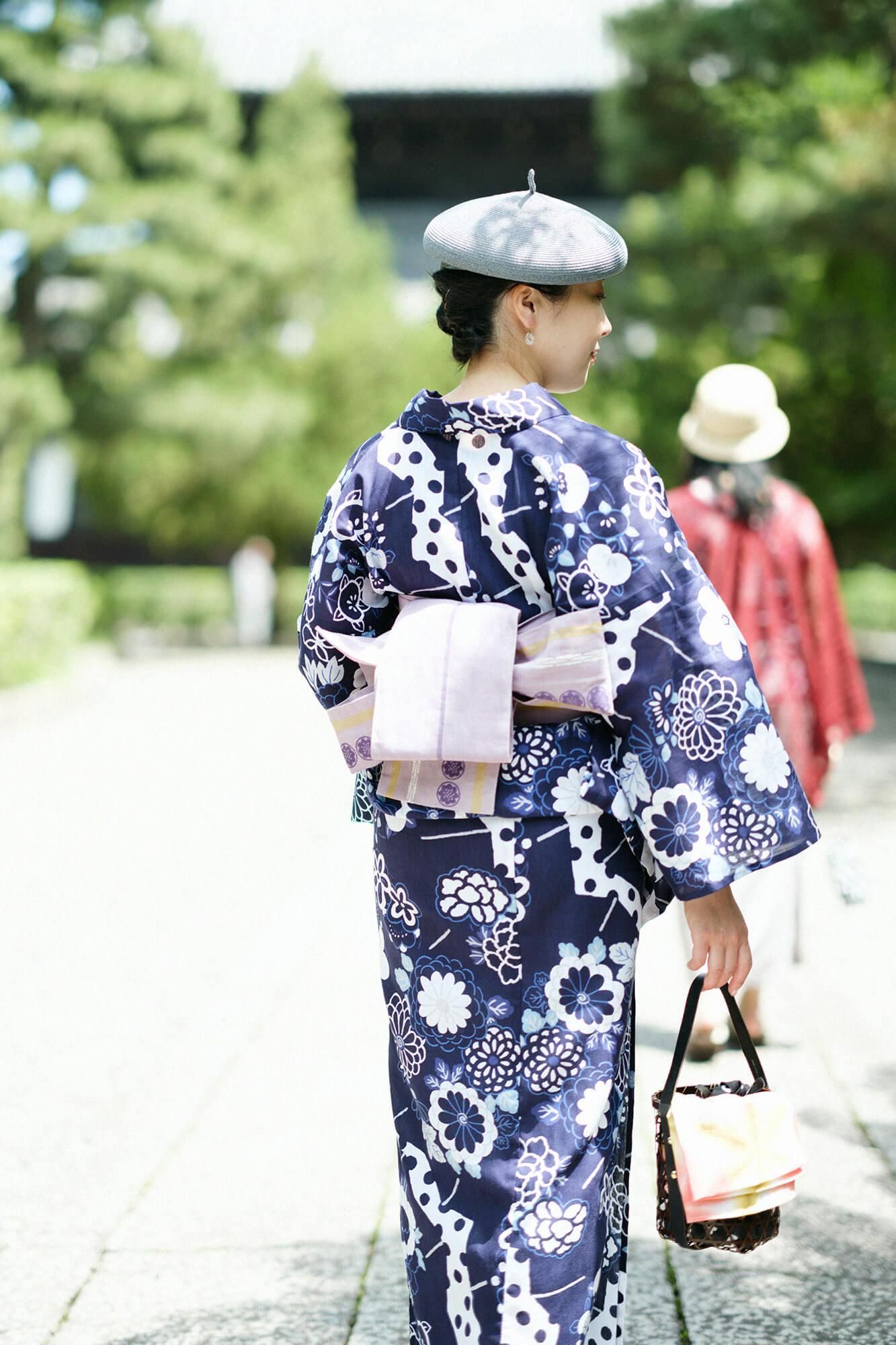 浴衣みたて 扇子・宵闇、ジバン付き - ロングワンピース