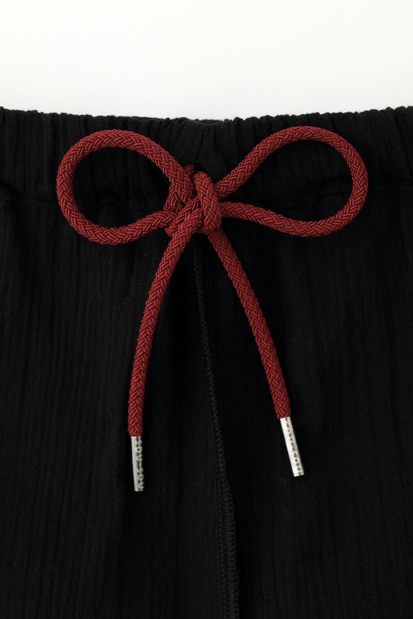 高島縮 20/20 襞（ひだ）もんぺ／濡羽色（ぬればいろ） - SOU