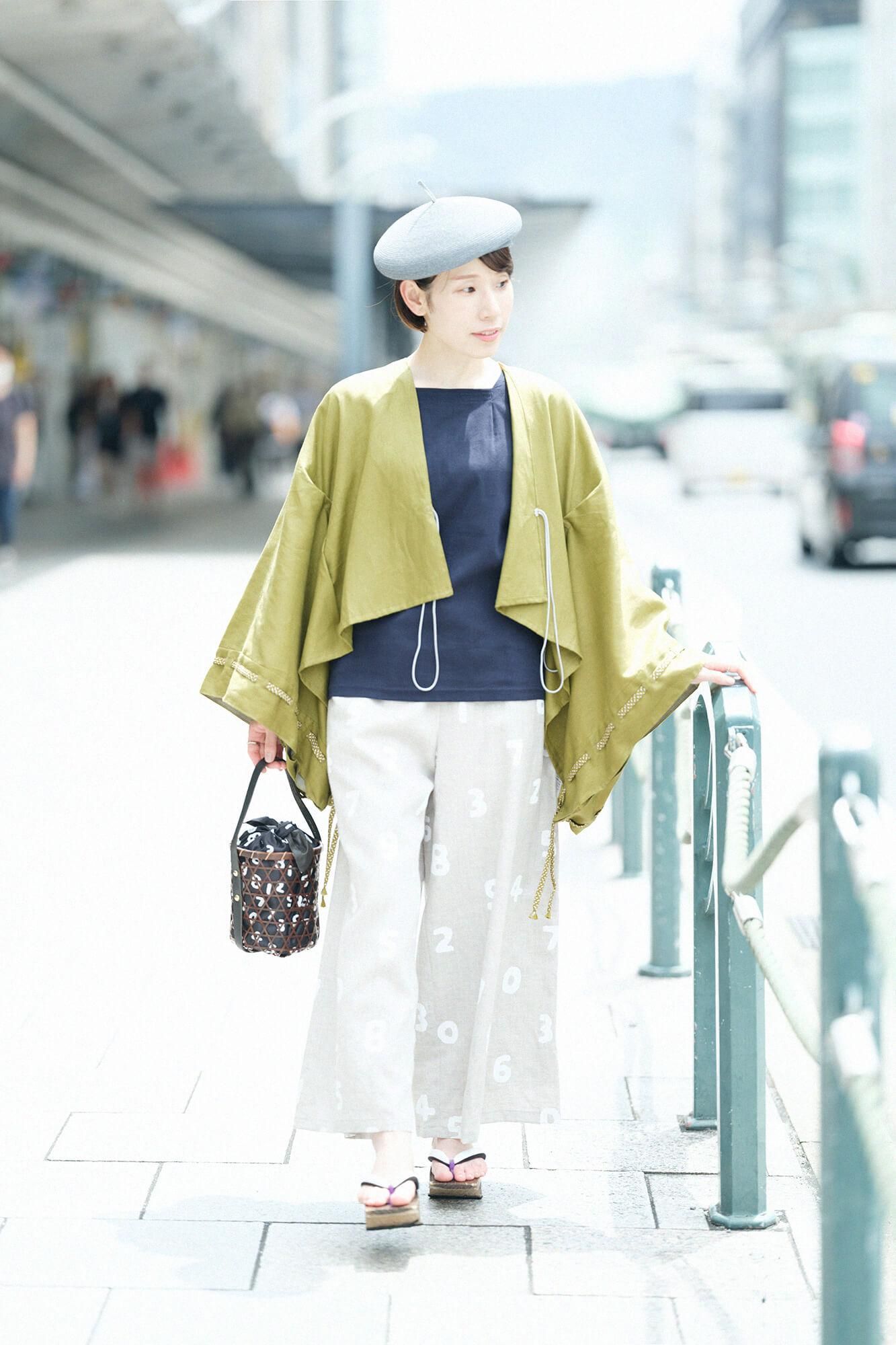 高島縮 40/40 被風（ひふ）ジバン 六分丈／留紺（とめこん