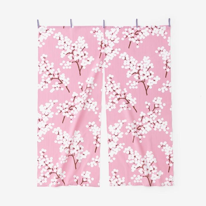 Isemomen Cotton Handkerchief Short Curtain 2-piece / Nandina Pink