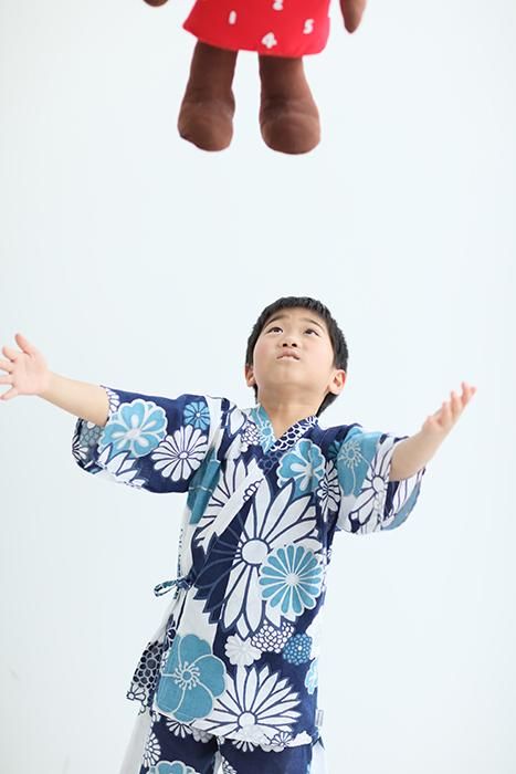 sousou こどもじんべい　Ｌ　きんらんどんす　りょう　120〜130甚平 ○いせもめん こどもじんべい／きんらんどんす りょう - SOU