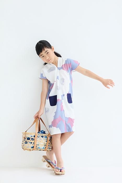 Sou Souわらべぎ たかしまちぢみ ちょうほうけい 涼しいワンピース Sou Souわらべぎ たかしまちぢみ ちょうほうけい 涼しいワンピース