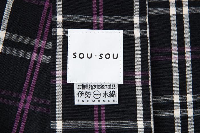 お仕立て別】伊勢木綿（20/20） 着物反物／SOU・SOU格子 濡羽色