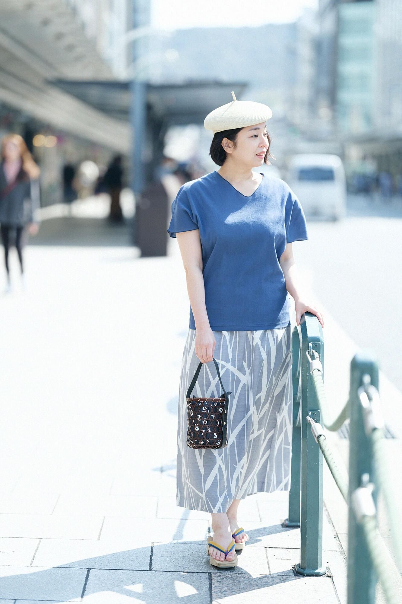 高島縮 40/40 袖なしジバン／紺鼠（こんねず） - SOU・SOU