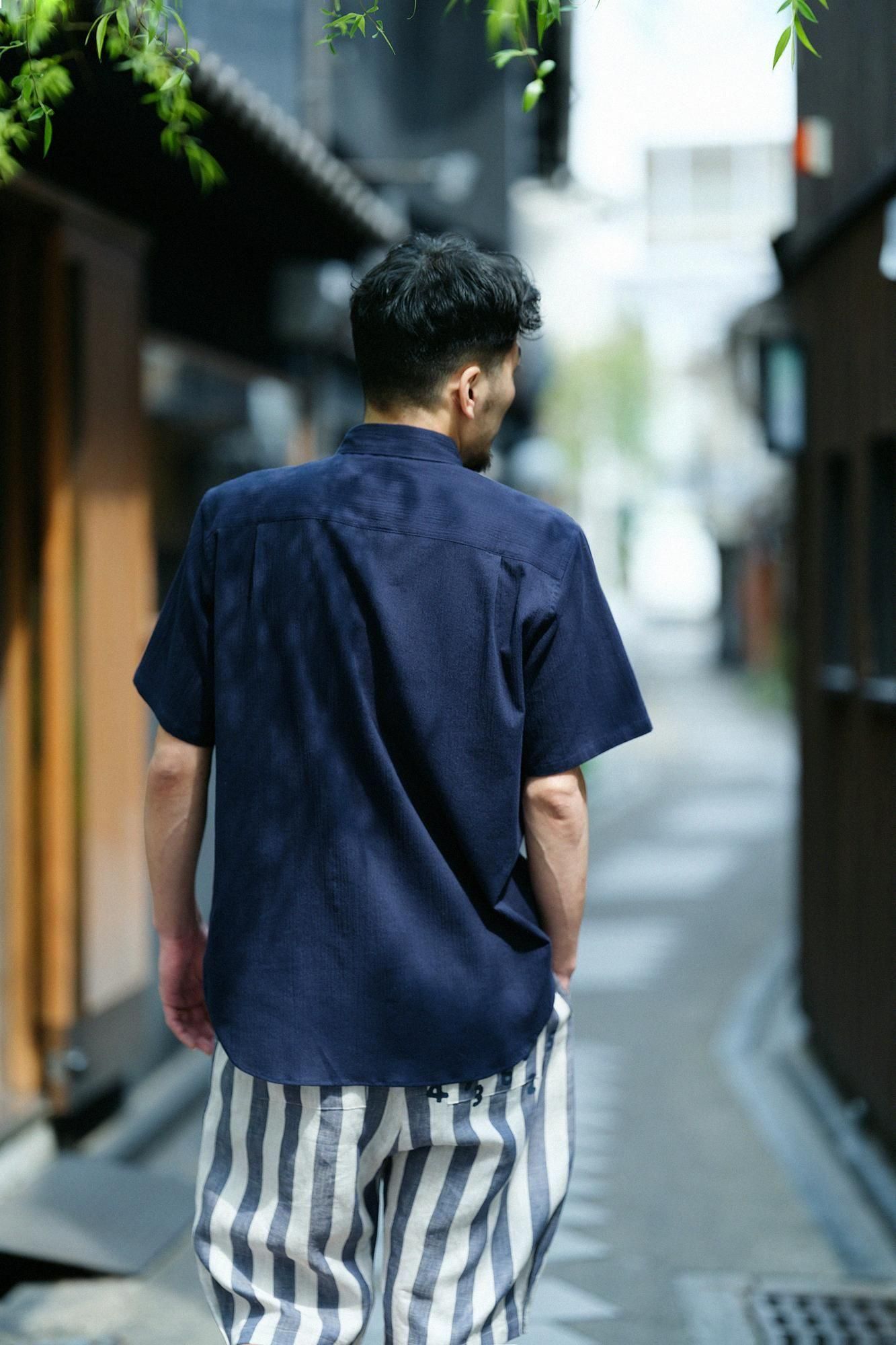 高島縮 20/20 半袖シャツ／留紺（とめこん） - SOU・SOU netshop 