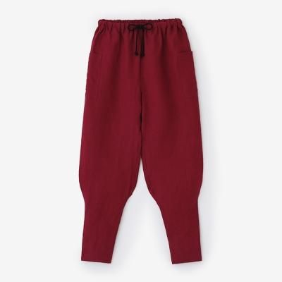 高島縮 20/20 裁付（たっつけ）えんゆう穿き／臙脂色（えんじ