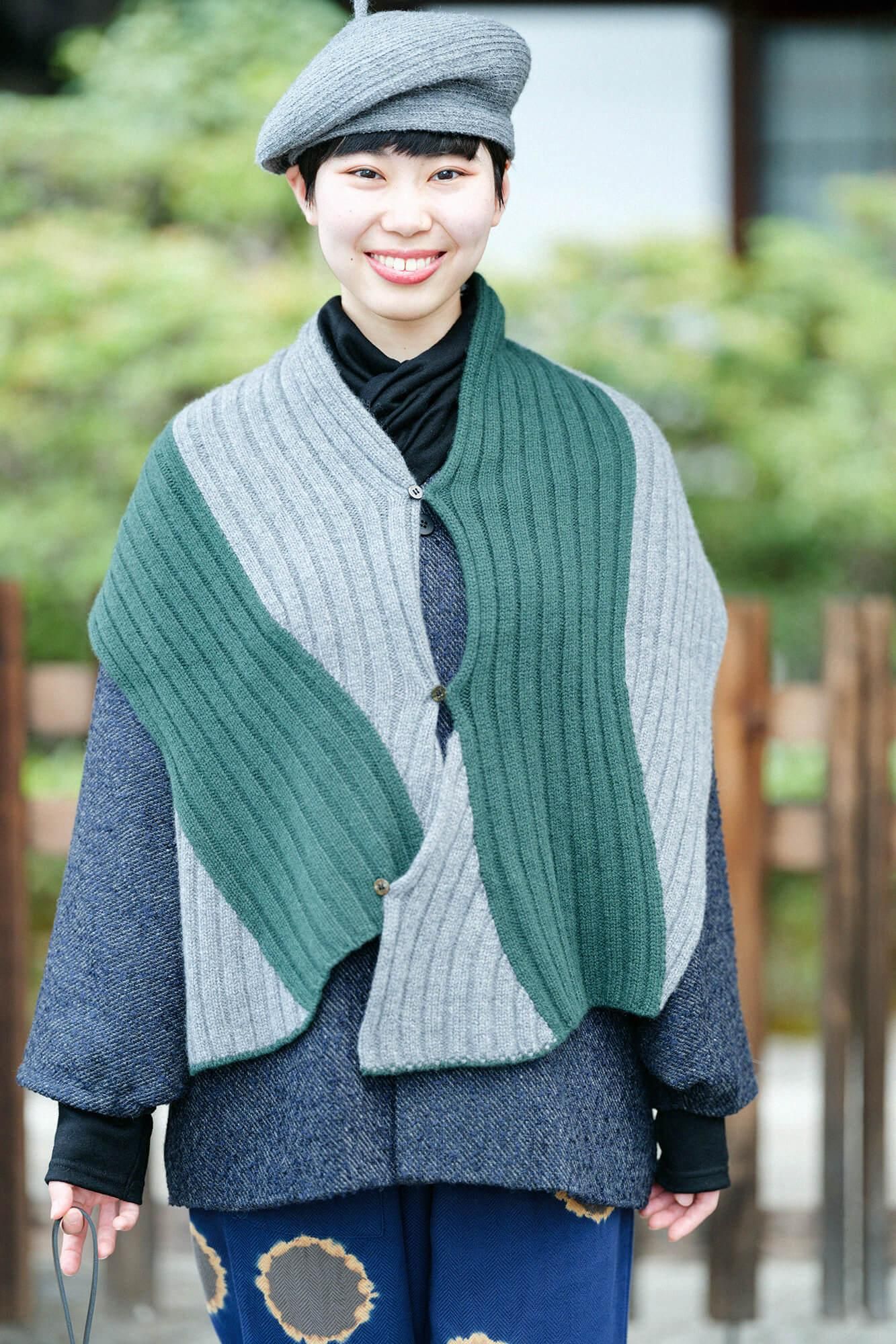 SOU-SOU ALPHA カシミヤ 枯山水染流し　新品未使用 SOU・SOU×ALPHA カシミヤ 枯山水（かれさんすい） 染流し（そめ