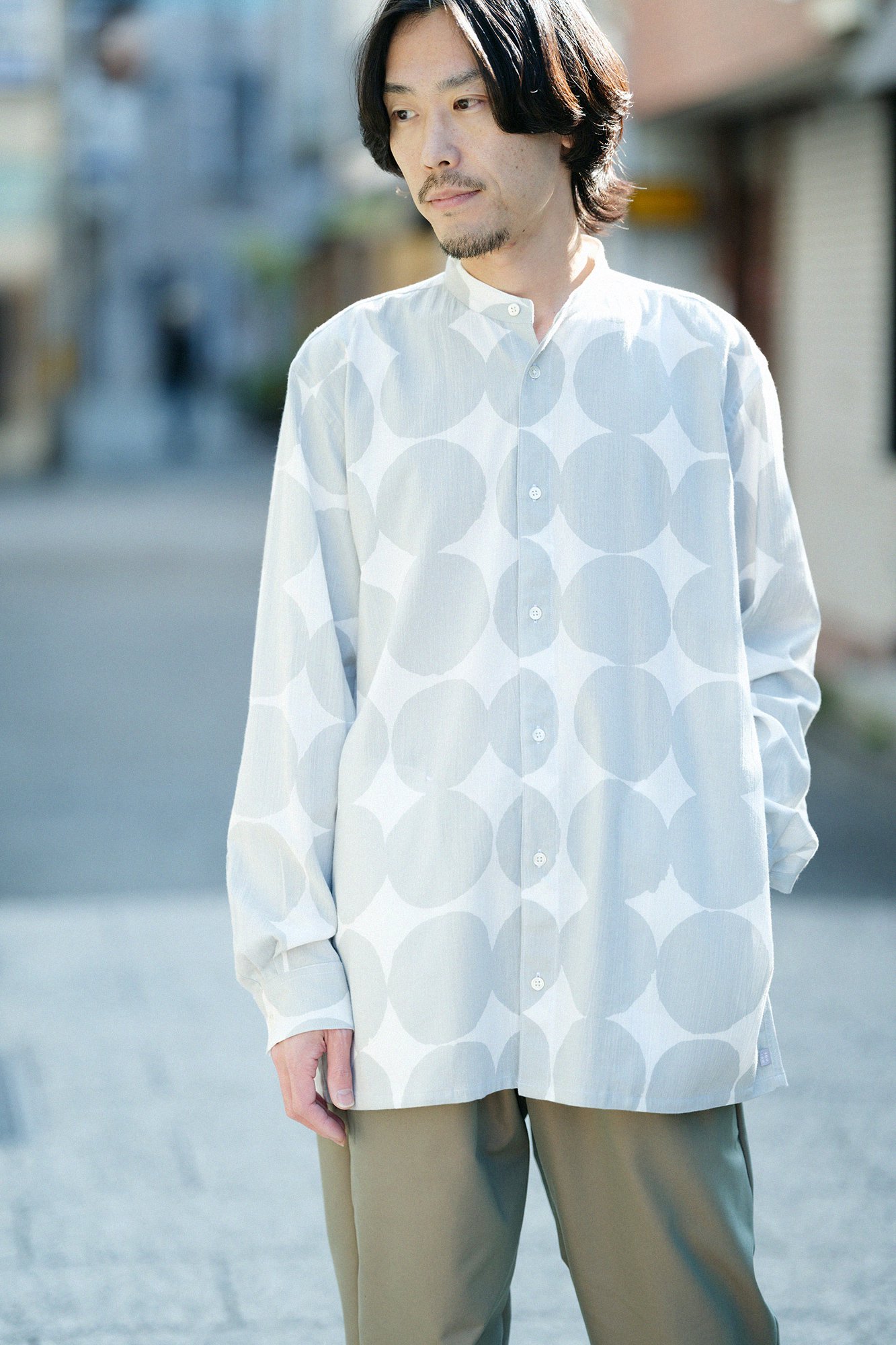 高島縮 20/20 スタンドカラーシャツ SP／おはじき - SOU・SOU netshop　（ソウソウ）　-　『新しい日本文化の創造』