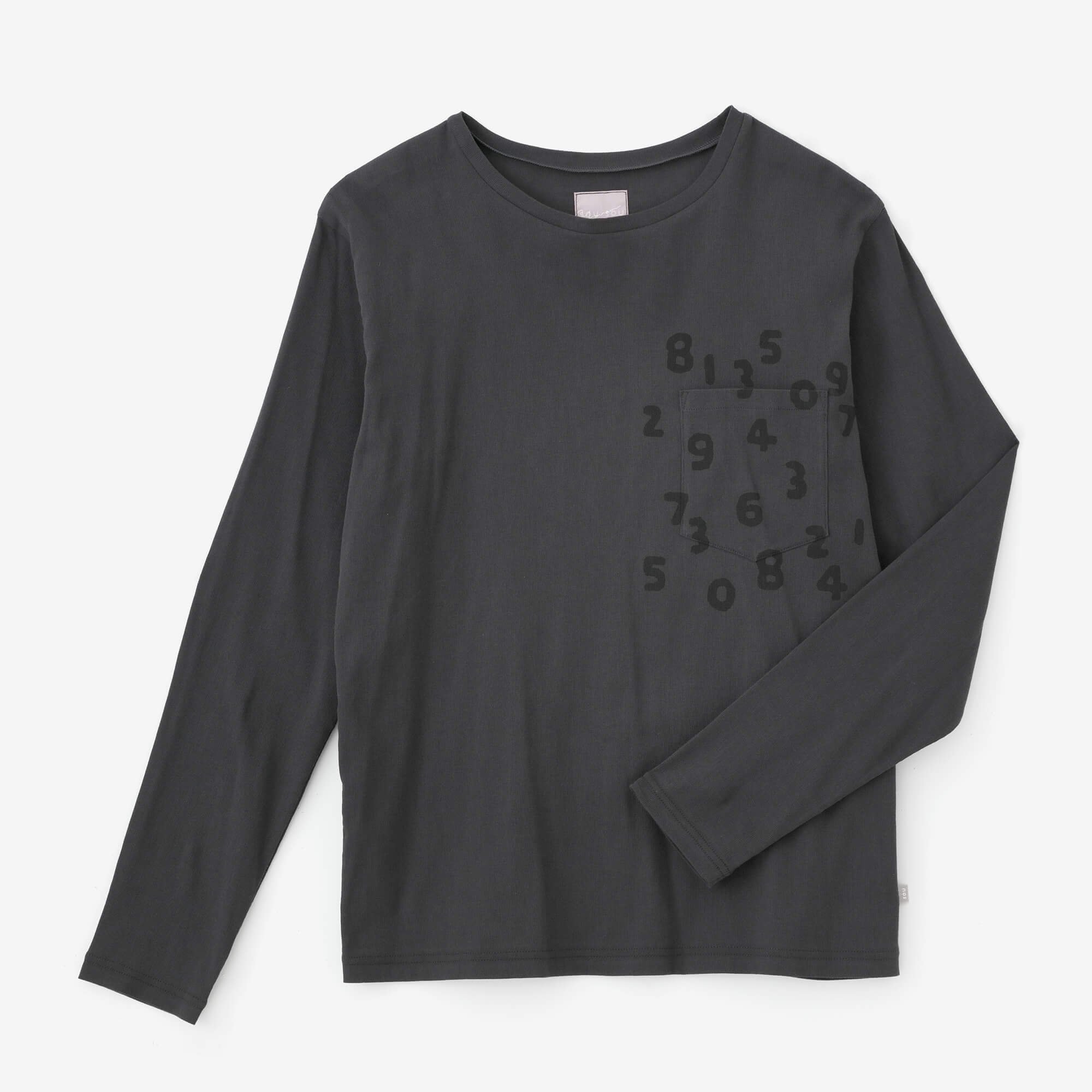 高島縮 40/40 長袖ポケットTシャツ／濃鉛（こいなまり）×SO-SU-U昆（こん）