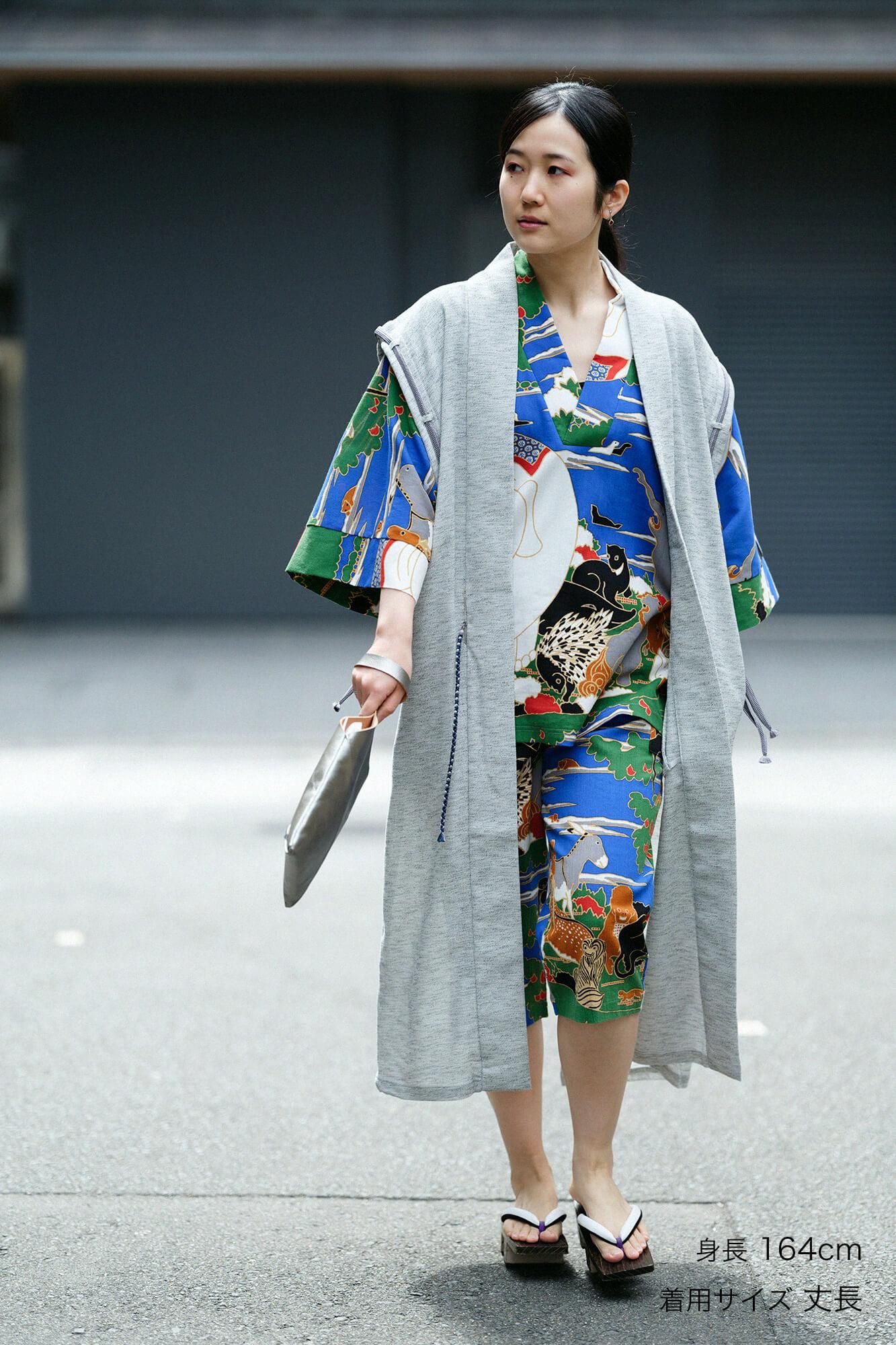 SOUSOU/ソウソウ 麻 空羽 陣羽織 肩括り 長丈／雷鳴