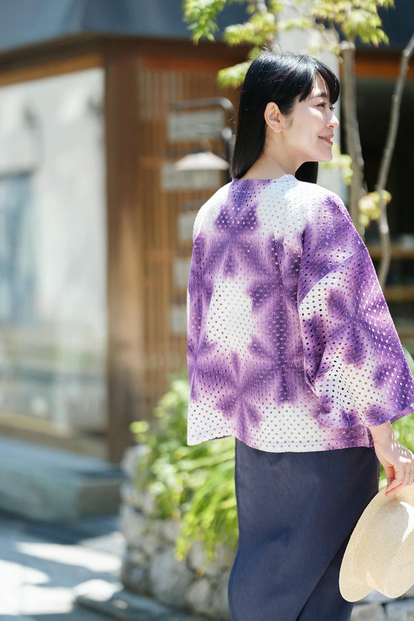 豊富な商品から net限定】たばた絞り 透かし行儀刺繍（ぎょうぎししゅう） 薙刀 トップス