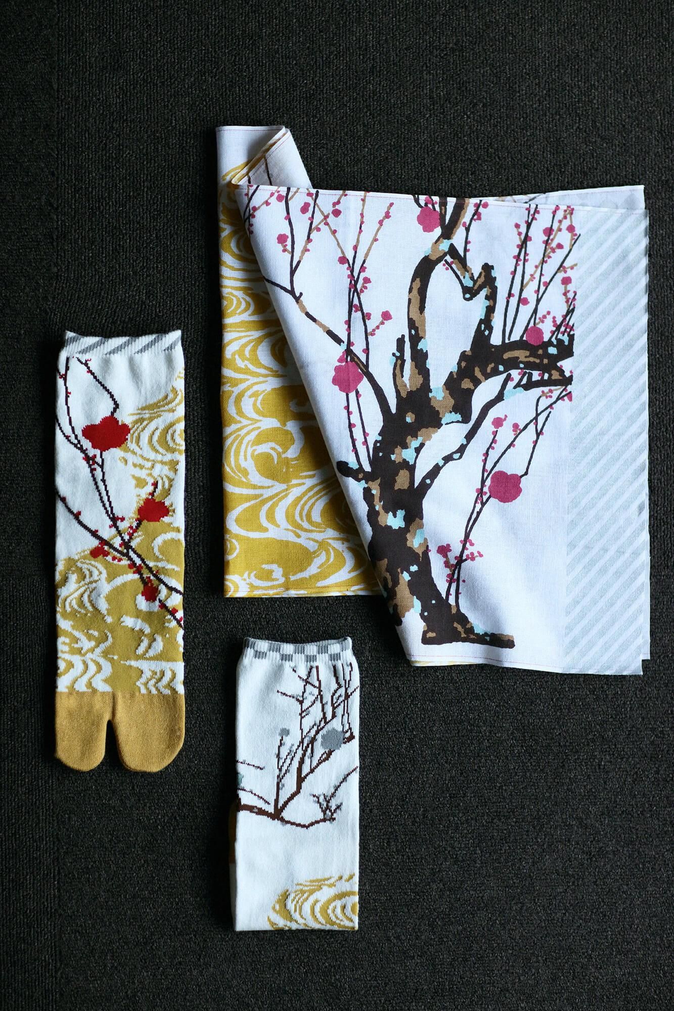 伊勢木綿 textile手ぬぐい／光琳（こうりん） 紅白梅図屏風