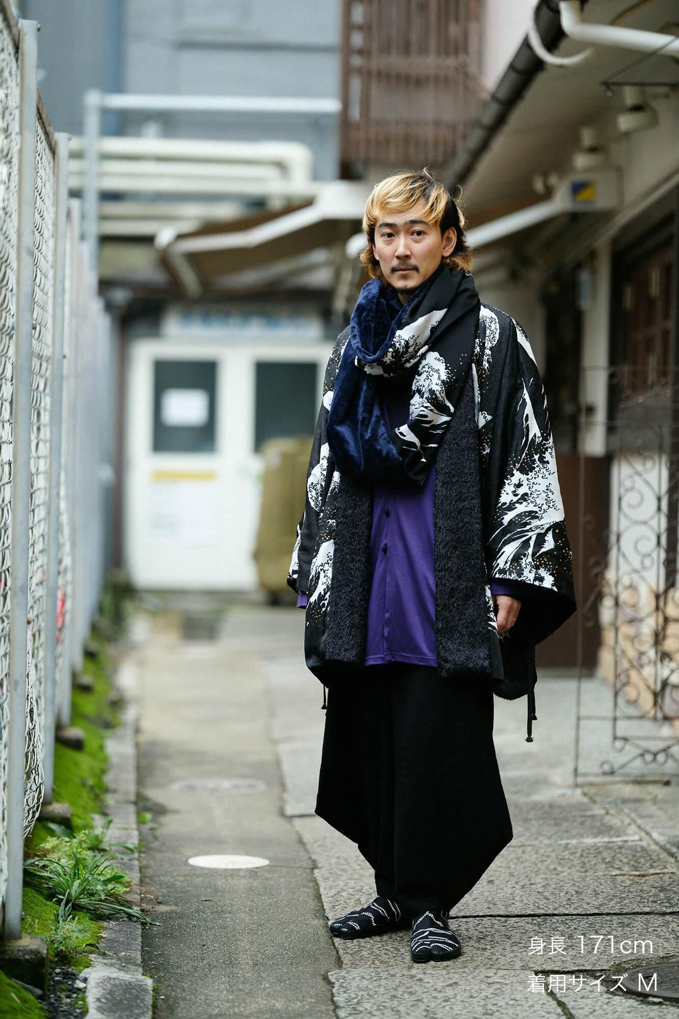 【未使用品】SOU・SOU　ソウソウ　伸　綾織　広形 もんぺ　紫土(しど)　女F net限定】綾織（あやおり） 富士（ふじ）／深紺（しんこん）×桟