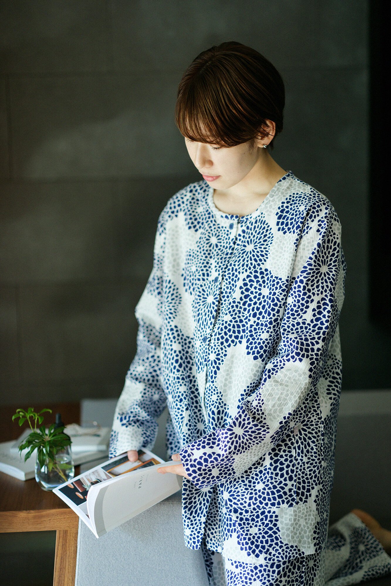 高島縮 レディース テキスタイルパジャマ／菊づくし 清風せいふう    　ソウソウ　 　 新しい日本文化の創造