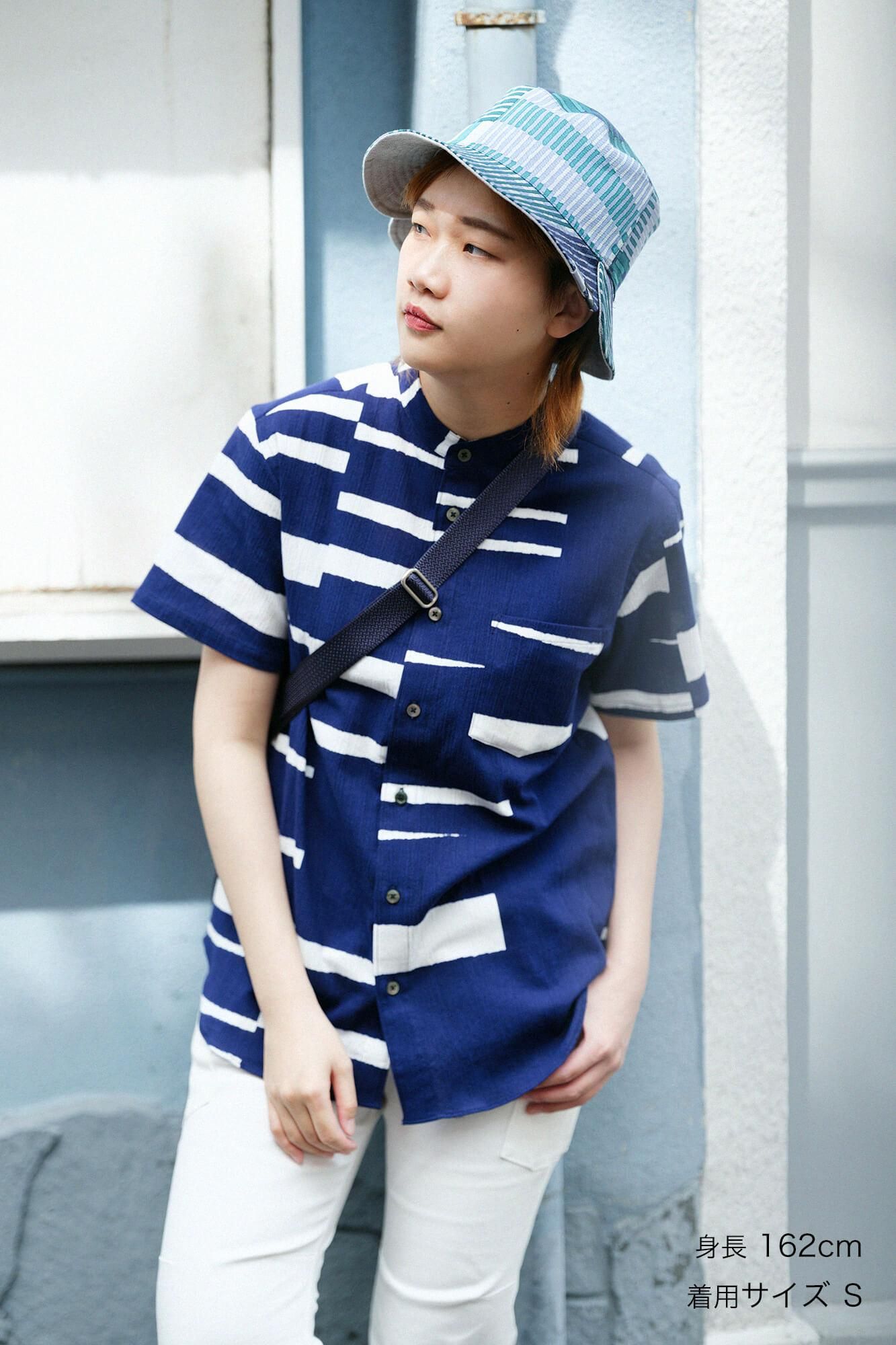 期間限定10%OFF】【net限定】高島縮 20/20 スタンドカラー半袖