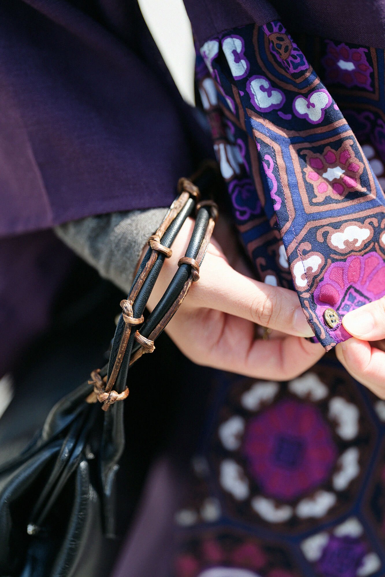 net限定】モスリン 開襟帯草衣（かいきんおびそうい）／濃紫（こき 