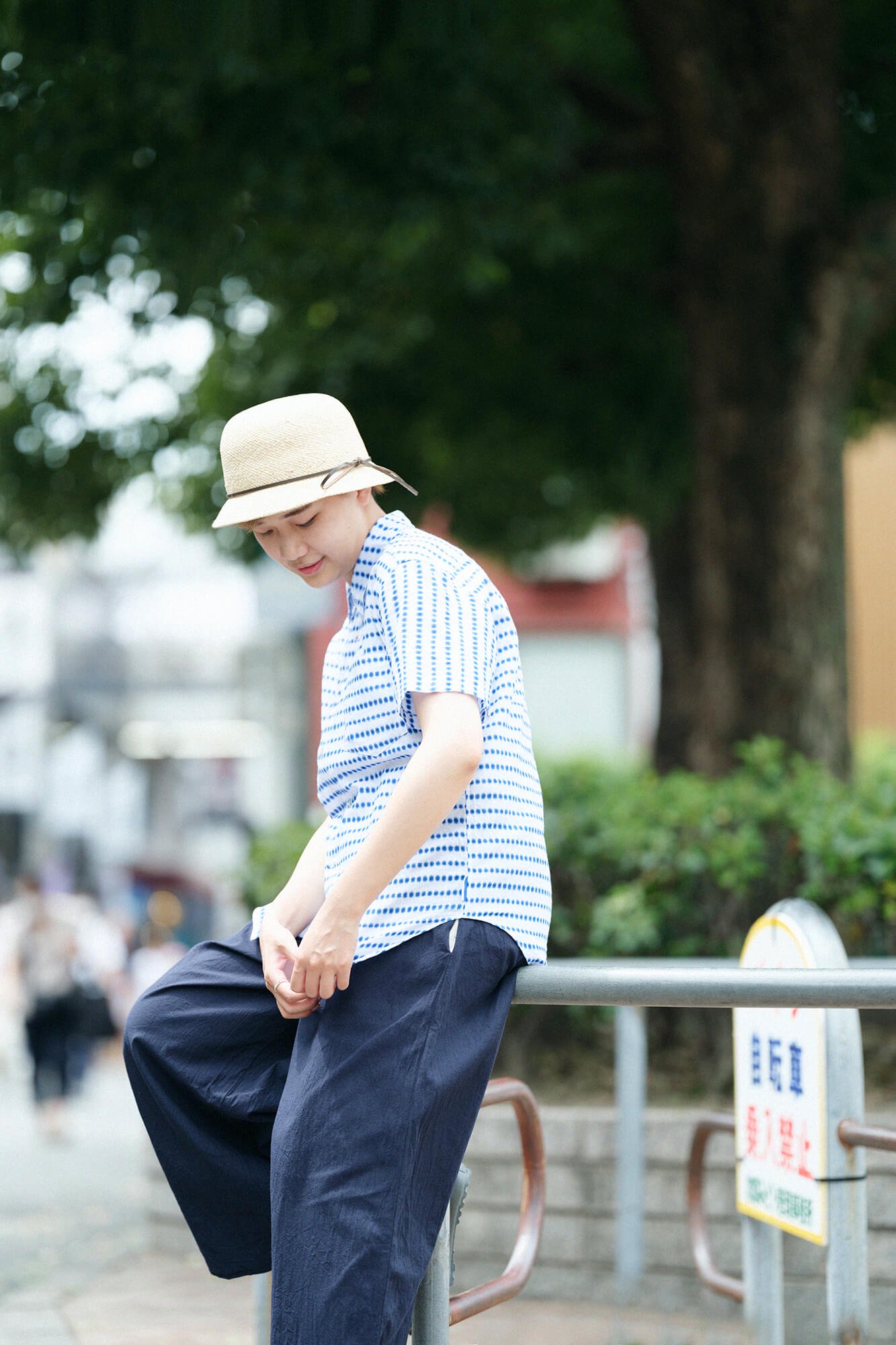 三河木綿 有松鳴海絞り 半袖シャツ／張正 豆絞り