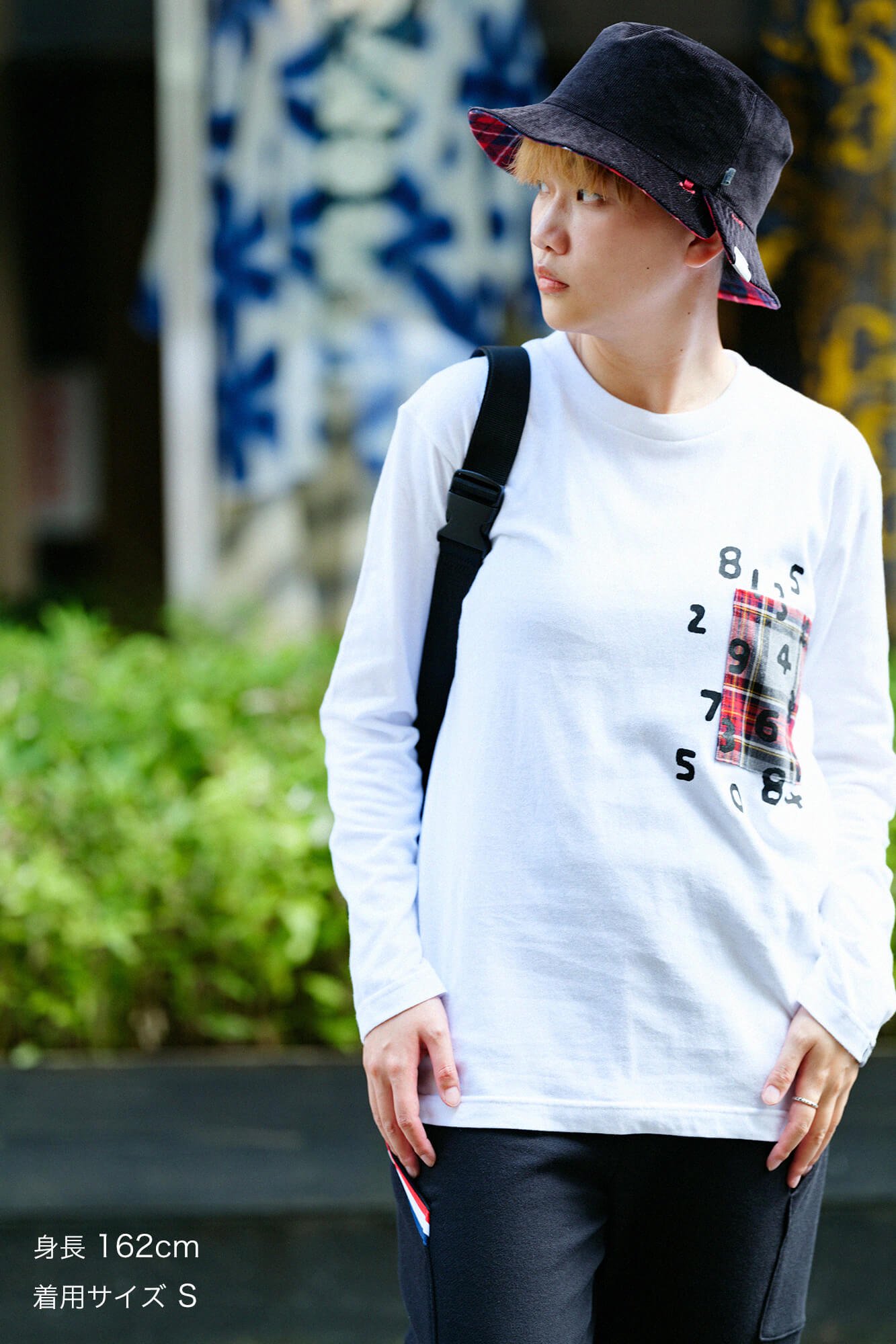 長袖 ポケットTシャツ[5.6]／ホワイト×SO-SU-U昆（こん）2 - SOU・SOU 