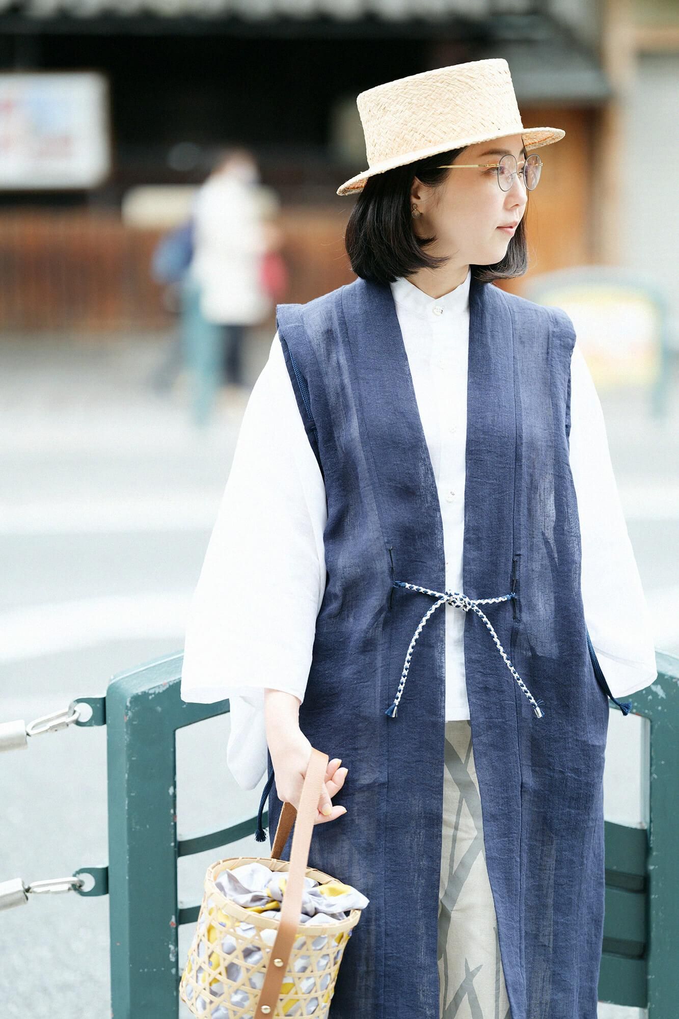 麻和紙 陣羽織（じんばおり） 肩上げ（かたあげ） 長丈（なが