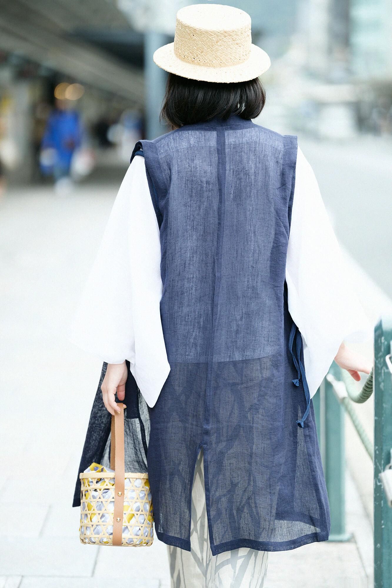 麻和紙 陣羽織（じんばおり） 肩上げ（かたあげ） 長丈（なが