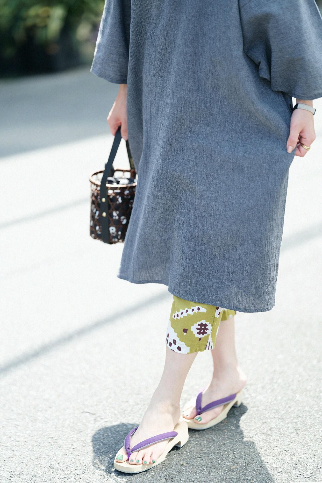 高島縮 SOU・SOU 花柄 ワンピース&えんゆう履きセット sousou 高島縮