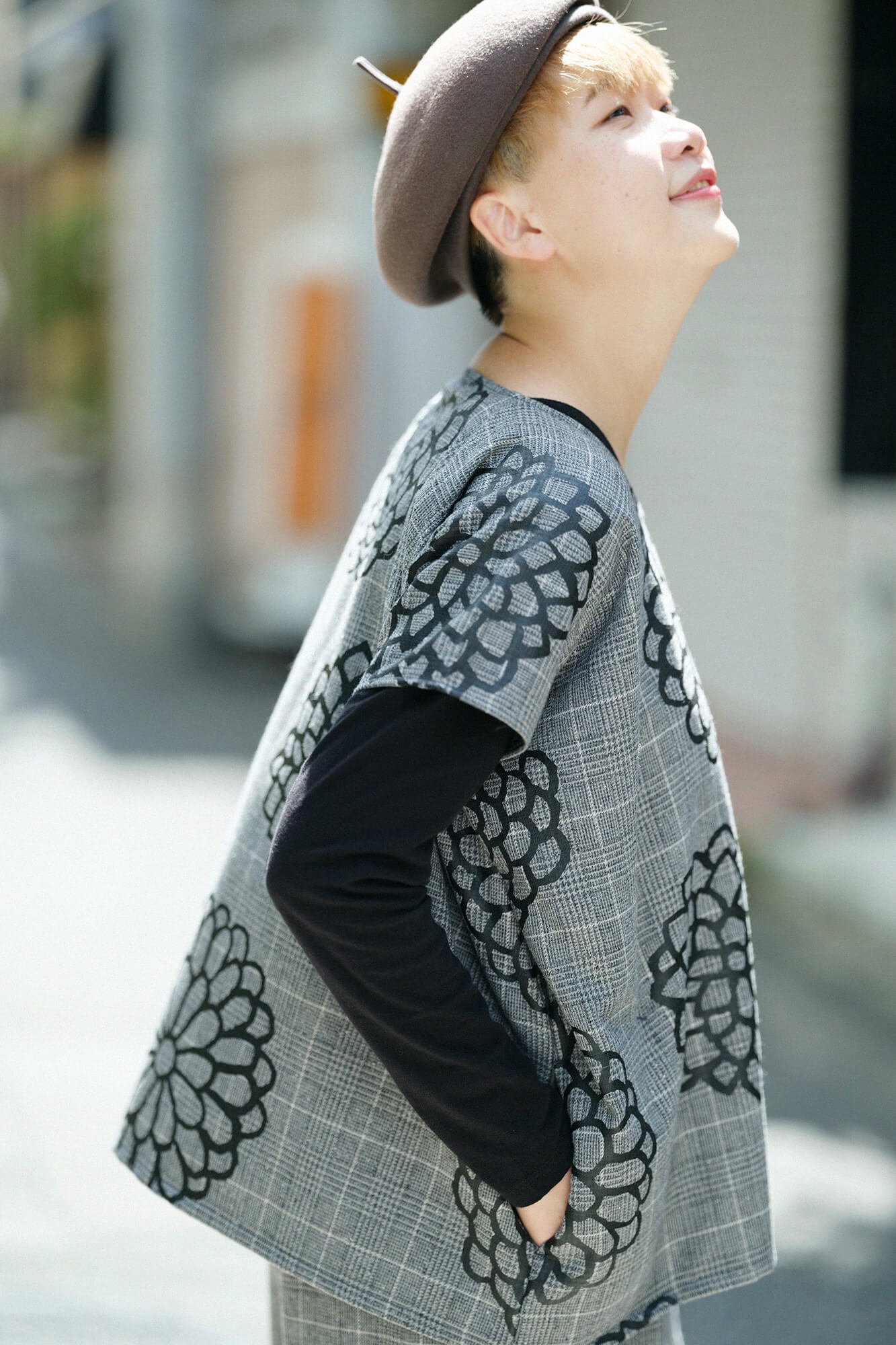 千鳥格子織（ちどりごうしおり） 四角衣（しかくい）／大菊（おおぎく） 鼠色節杢（ねずみいろふしもく） - SOU・SOU netshop　（ソウソウ）　 -　『新しい日本文化の創造』
