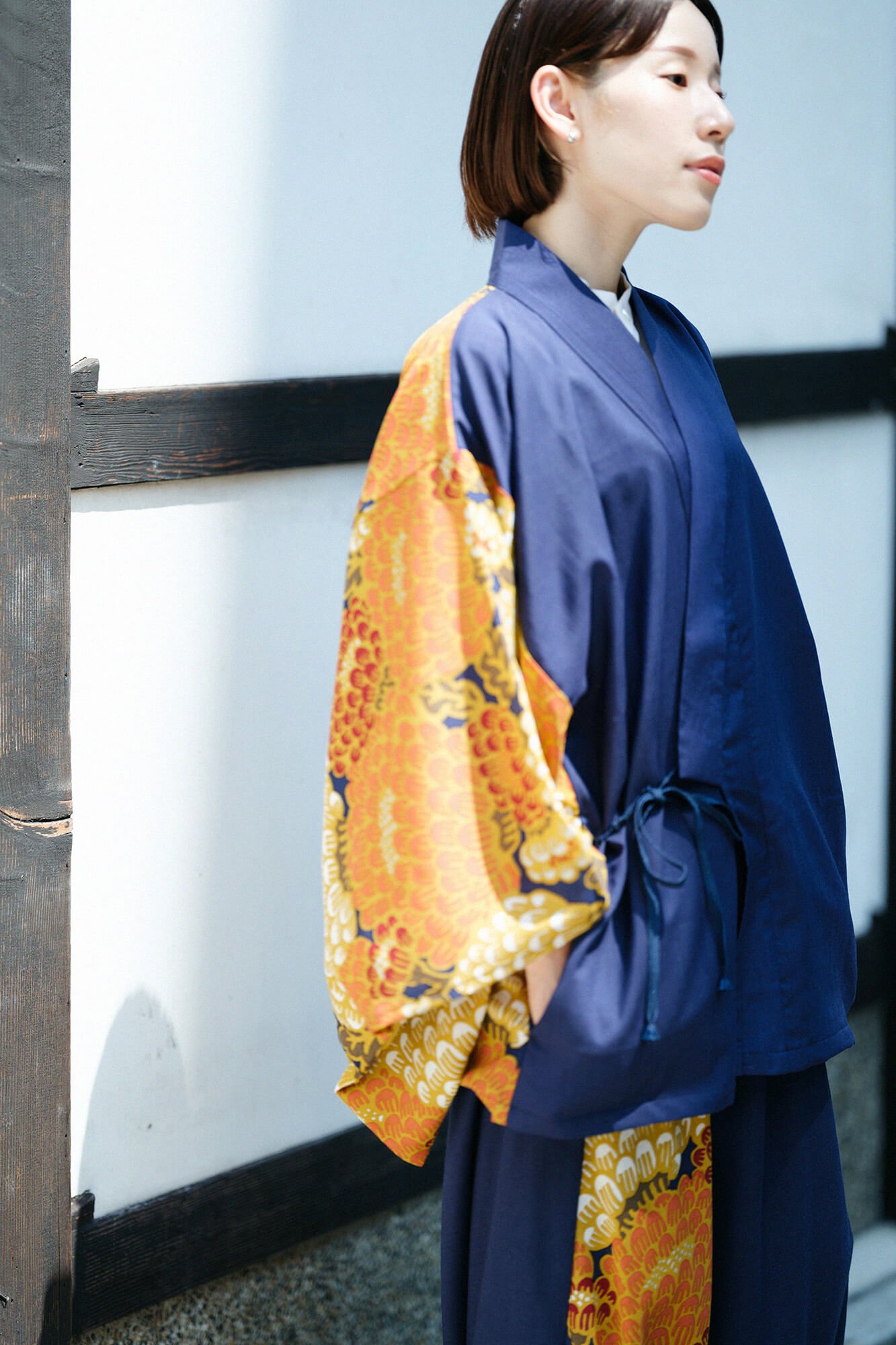 モスリン 角袖風靡（かくそでふうび） 片身替わり（かたみがわり）／濃紺（のうこん）×けんらん - SOU・SOU netshop　（ソウソウ）　-　 『新しい日本文化の創造』