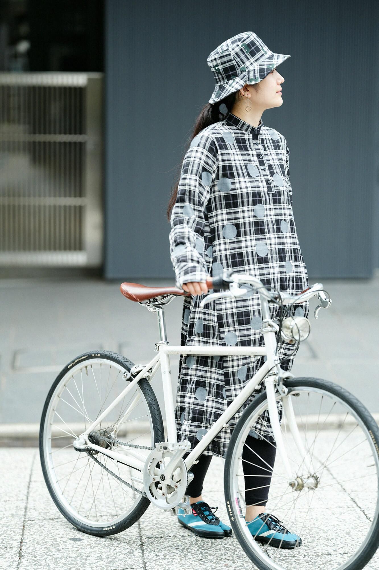 ヘリンボーンチェック H.N.BIKEワンピース／すいぎょく マーラ